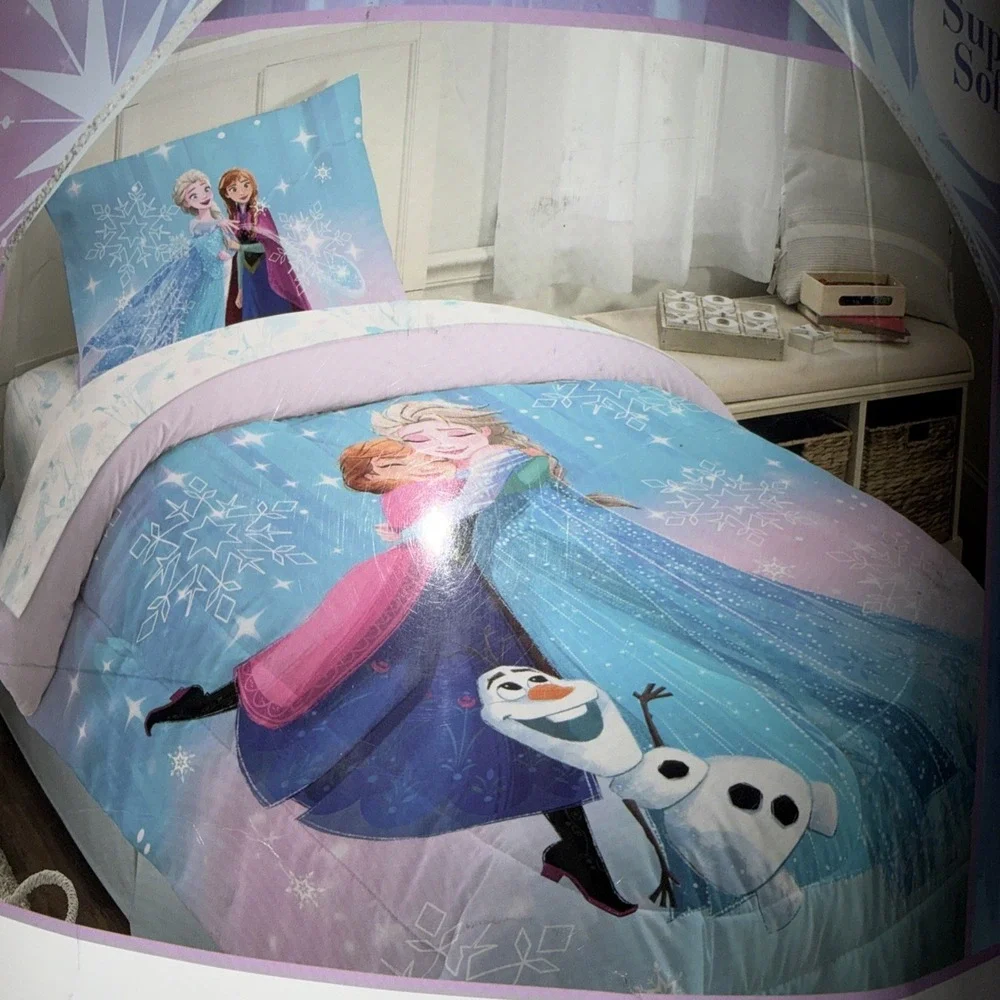 Disney Frozen Twin Comforter 64x86 Super Soft Elsa Anna Olaf Kids Bedding